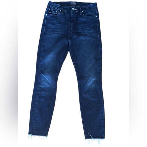 Mother High Waisted Looker Ankle Fray Denim Blue Jeans size 28 - Picture 1 of 6